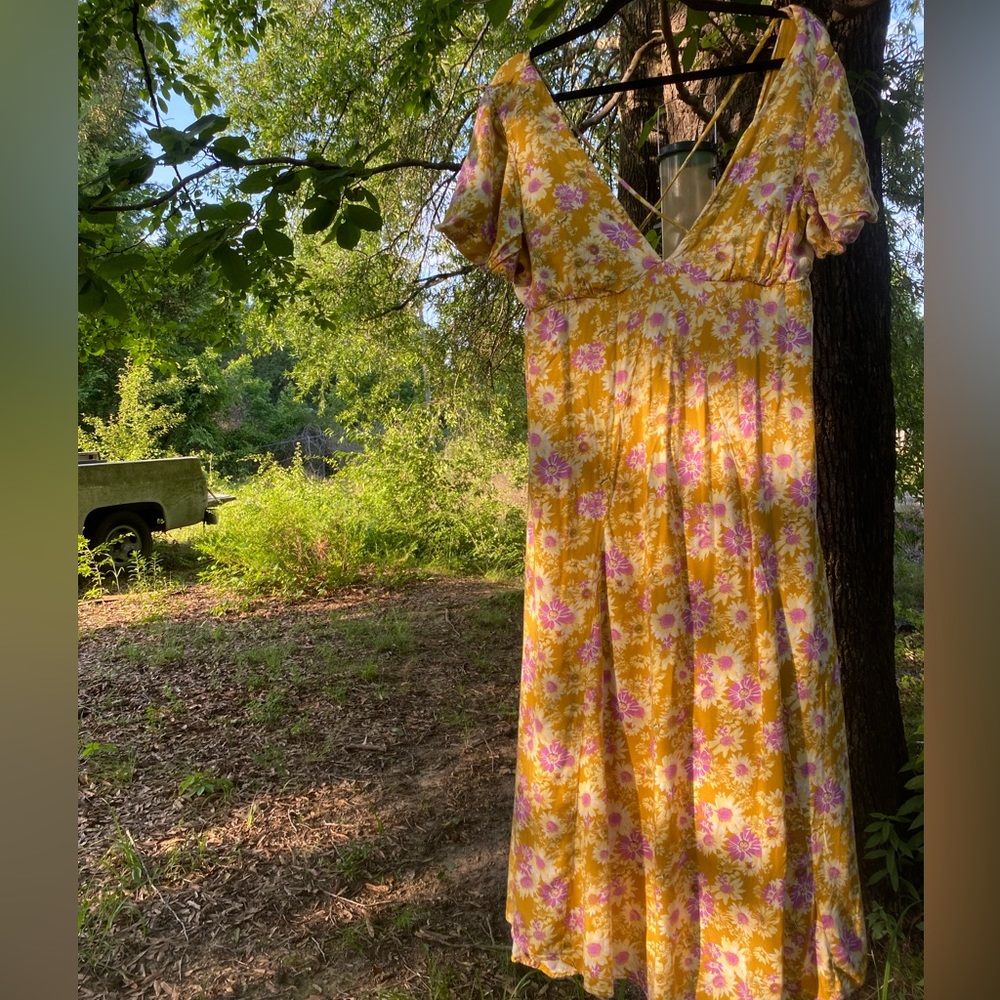 Floral A-Line Maxi Dress, Size XXL